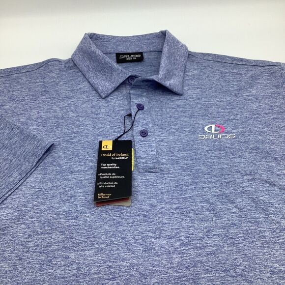 Druids Mens Short Sleeve Golf Polo Blue Size XL‎ NWT - Picture 1 of 10